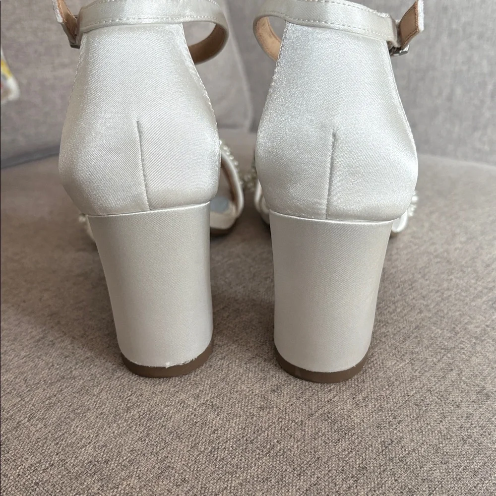 White Pearl Embellished Heels, never worn - Picture 2 of 3